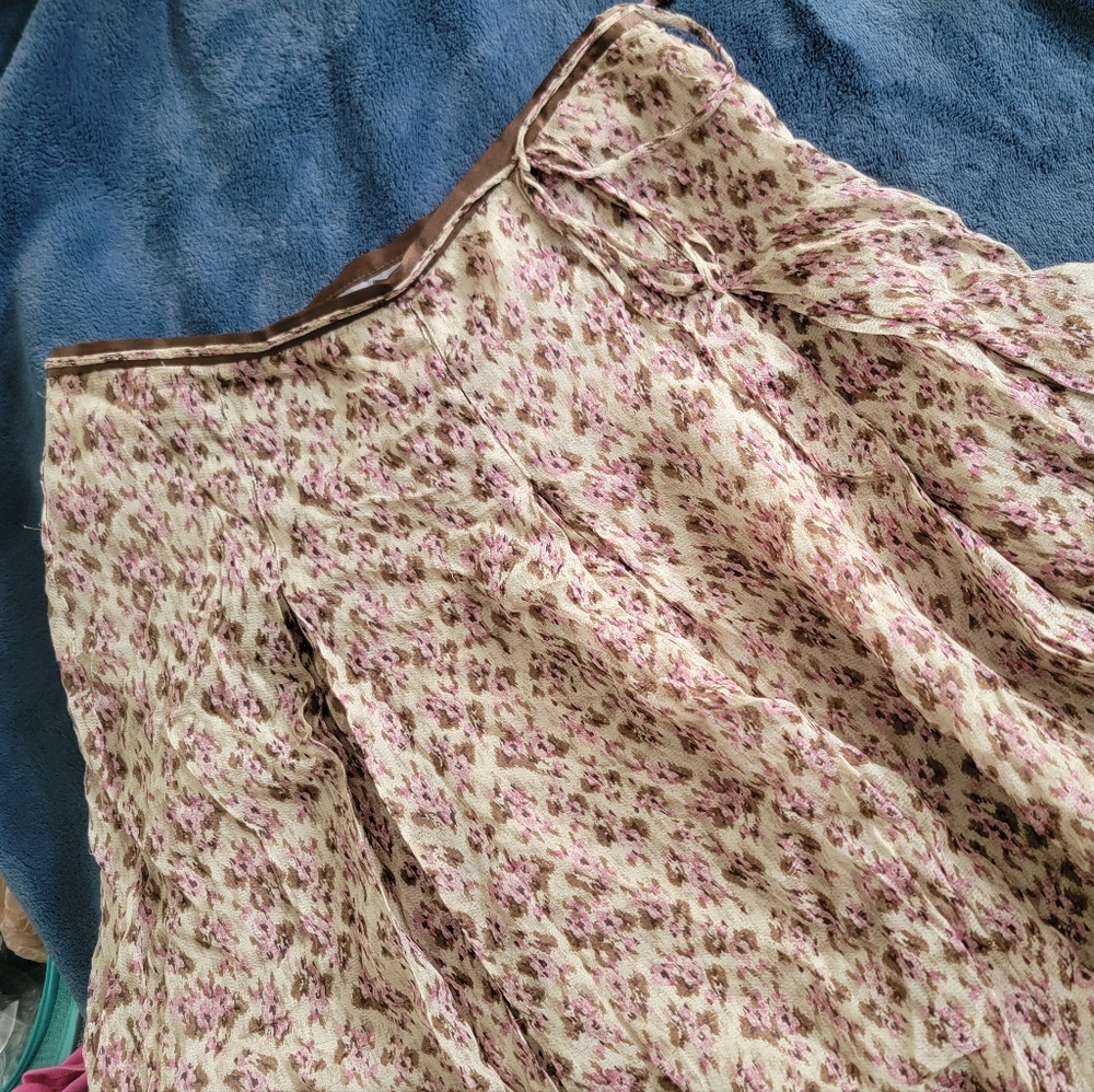 Floral Cream and Pink Women's Skirt
